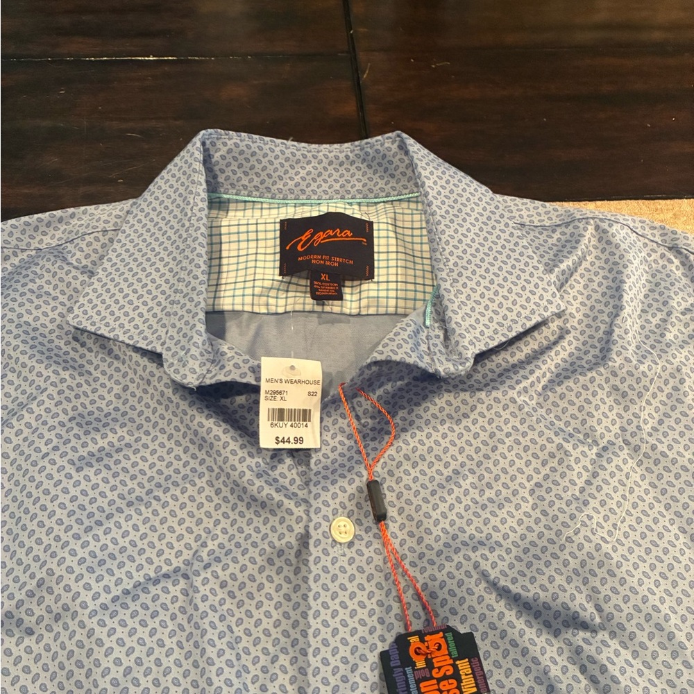 Egara Blue Casual Button Down Shirt with Refined Pattern